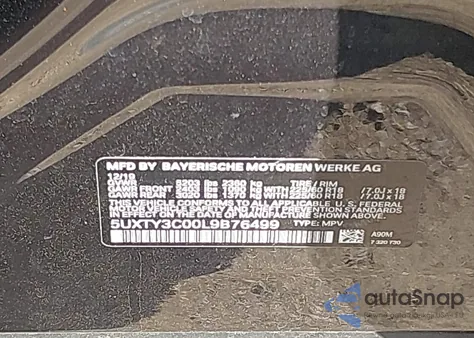 2020 BMW X3 Sdrive30I from USA, damaged, VIN 5UXTY3C00L9B76499